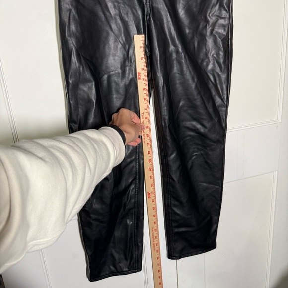 Abercrombie Ankle Straight Ultra High Rise Faux Leather Pants Black Sz 29/8 LONG - Picture 6 of 9